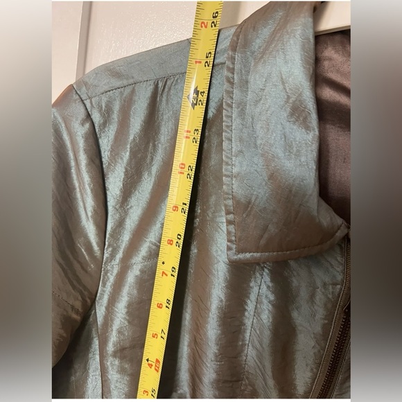 Women’s All Season Coat Spanner Metallic Teal Brown Waist Length Medium Jacket - Picture 6 of 8